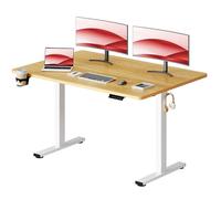 SANODESK Bureau Gaming Réglable en Hauteur 140x60 cm, Bureau Assis Debout, Table Électrique avec Fonction de Mémoire, Fonction de Rappel de Sédentarité, Érable