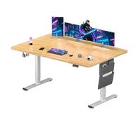 SANODESK Bureau Gaming Réglable en Hauteur 160x60 cm, Bureau Assis Debout, Table Électrique Contrôle à Fonctions Mémoires avec Crochet, Érable