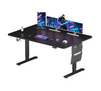 SANODESK Bureau Gaming Réglable en Hauteur 160x60 cm, Bureau Assis Debout, Table Électrique Contrôle à Fonctions Mémoires avec Crochet, Noir