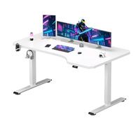 SANODESK Bureau Gaming Réglable en Hauteur 160x75 cm, Bureau Assis Debout, Table Électrique avec Fonction de Mémoire,Fonction de Rappel de Sédentarité, Blanc