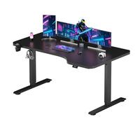 SANODESK Bureau Gaming Réglable en Hauteur 160x75 cm, Bureau Assis Debout, Table Électrique avec Fonction de Mémoire,Fonction de Rappel de Sédentarité, Noir
