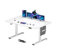 SANODESK Bureau Gaming Réglable en Hauteur 180x80 cm, Bureau Assis Debout, Table Électrique Contrôle à Fonctions Mémoires avec Crochet, Blanc