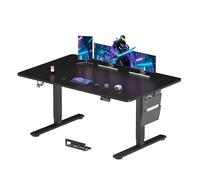 SANODESK Bureau Gaming Réglable en Hauteur 180x80 cm, Bureau Assis Debout, Table Électrique Contrôle à Fonctions Mémoires avec Crochet, Noir