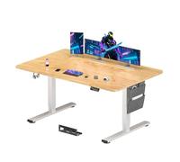 SANODESK Bureau Gaming Réglable en Hauteur 180x80 cm, Bureau Assis Debout, Table Électrique Contrôle à Fonctions Mémoires avec Crochet, Érable