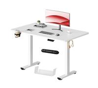 SANODESK Bureau Gaming Réglable en Hauteur Plateau Complet 110x54 cm, Bureau Assis Debout, Table Électrique avec Fonction de Mémoire, Fonction de Rappel de Sédentarité, Blanc