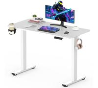 SANODESK Bureau Gaming Réglable en Hauteur Plateau Complet 110x54 cm, Bureau Assis Debout, Table Électrique avec Fonction de Mémoire,Fonction de Rappel de Sédentarité, Blanc