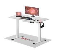 SANODESK Bureau Gaming Réglable en Hauteur Plateau Complet 120x60 cm, Bureau Assis Debout, Table Électrique avec Fonction de Mémoire, Blanc