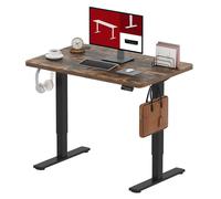 SANODESK Bureau réglable en hauteur 120x60cm, sécurité enfant, fonction mémoire, écran LED, capacité de charge 60 kg, 2 crochets, montage facile (brun)