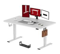 SANODESK Bureau réglable en hauteur 180x80cm, sécurité enfant, fonction mémoire, écran LED, capacité de charge 70 kg, 2 crochets, montage facile (blanc)
