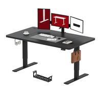 SANODESK Bureau réglable en hauteur 180x80cm, sécurité enfant, fonction mémoire, écran LED, capacité de charge 70 kg, 2 crochets, montage facile (noir)