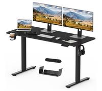 SANODESK Bureau réglable en hauteur Upgrade 140×60cm 4 Fonction mémoire Porte-gobelet Crochet Gestion des câbles Capacité de charge 70kg Anti-collision Noir