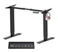 SANODESK E1 Basic Bureau Assis Debout Électrique, Cadre de Bureau Réglable en Hauteur avec Deux Crochets, Capacité de 80 kg, Équippé du Système Anti-Collision, Noir