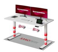 SANODESK EC4 Bureau Assis Debout(140x80cm), Bureau Réglable en Hauteur avec 2 Moteurs Puissants, Table Électrique avec Commande à mémoire et 3 Colonnes(Cadre Blanc+Plateau Blanc)