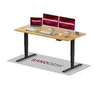 SANODESK EC4 Bureau Assis Debout(140x80cm), Bureau Réglable en Hauteur avec 2 Moteurs Puissants, Table Électrique avec Commande à mémoire et 3 Colonnes(Cadre Noir+Plateau Érable)