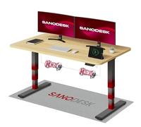 SANODESK EC4 Bureau Assis Debout(140x80cm), Bureau Réglable en Hauteur avec 2 Moteurs Puissants, Table Électrique avec Commande à mémoire et 3 Colonnes(Cadre Gris+Plateau Érable)