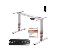 SANODESK EC4 Bureau Assis Debout Électrique à 2 Moteurs avec 3 Colonnes, Bureau Réglable en Hauteur avec Port-Type C/A,Panneau Clavier Contrôle à Fonctions Mémoires,Système Anti-Collision, Blanc