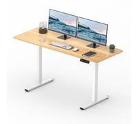 SANODESK FQ2 Bureau Assis Debout Électrique 100 x 60cm avec Plateau Complet, Bureau Debout Réglable en Hauteur Panneau Clavier Contrôle à Fonctions Mémoires, Érable
