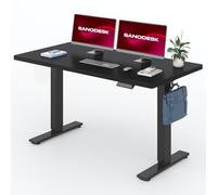 SANODESK Q1 Bureau Assis Debout 140 x 80 cm avec Plateau de Table Complet certifiées FSC, Bureau Réglable en Hauteur Électrique Une-Pièce avec 4 Préréglages de Mémoire, Panneau Intelligent, Noir