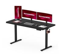SANODESK Q1 Bureau Assis Debout 160 x 80 cm avec Plateau de Table Complet certifiées FSC, Bureau Réglable en Hauteur Électrique Une-Pièce avec 4 Préréglages de Mémoire, Panneau Intelligent, Noir