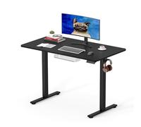 SANODESK Q1 Bureau Assis Debout Électrique 100 x 60 cm avec Plateau de Table Complet, Bureau Réglable en Hauteur Électrique avec 4 Préréglages de Mémoire, Panneau Intelligent et Crochets, Noir