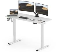 SANODESK Q1 Bureau Assis Debout Électrique 140x60cm, Bureau Réglable en Hauteur Électrique avec 4 Préréglages de Mémoire, Panneau Intelligent avec Crochets, Boîte de Rangement et Porte-gobelet, Blanc