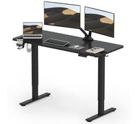 SANODESK Q1 Bureau Assis Debout Électrique 140x60cm, Bureau Réglable en Hauteur Électrique avec 4 Préréglages de Mémoire,Panneau Intelligent avec Crochets, Boîte de Rangement et Porte-gobelet, Noir