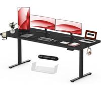 SANODESK Q1 Bureau Assis Debout Électrique 200x80 cm, Panneau Clavier Contrôle à Fonctions Mémoires avec Crochet, Système Anti-Collision avec Multi-Accessoires, Noir