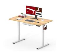 SANODESK Q1 Bureau Assis Debout Électrique avec Plateau de Table Complet, Bureau Réglable en Hauteur Électrique avec 4 Préréglages de Mémoire, 100 x 60 cm, Panneau Intelligent et Crochets, Érable