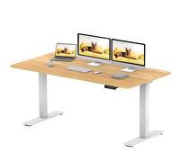SANODESK Q1 Pro Bureau Assis Debout 160x70cm avec 2 Moteurs Puissants, Charge 120kg, Bureau Électrique Réglable en Hauteur Stable, Table Debout avec Fonction Mémoire et Anti-Collision (Blanc+Érable)