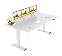 SANODESK Q1 Pro Bureau Assis Debout 180x80cm avec 2 Moteurs Puissants, Charge 120kg, Bureau Électrique Réglable en Hauteur Stable, Table Debout avec Fonction Mémoire et Anti-Collision (Blanc+Blanc)