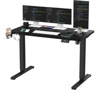 SANODESK QS 140x60cm Bureau Assis Debout Réglable en Hauteur avec Fonctions Mémoires, Bureau Debout Électrique Anti-Collision, Noir
