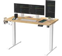 SANODESK QS 140x60cm Bureau Assis Debout Réglable en Hauteur avec Fonctions Mémoires, Bureau Debout Électrique Anti-Collision, Érable