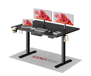 SANODESK QS 140x60cm Bureau Assis Debout Réglable en Hauteur avec Fonctions Mémoires, Bureau Debout Électrique Anti-Collision, Noir