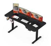 SANODESK QS1 160x75cm Bureau électrique réglable en hauteur, fonction mémoire et minuterie, protection anti-collision, crochet de 60 kg (noir)