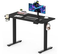 SANODESK QS1 Bureau Assis Debout Électrique 110x54 cm Plateau Complet, Bureau Gaming, Bureau Debout Réglable en Hauteur avec Système Anti-Collision, Fonction Mémoire 4 Hauteurs, Noir