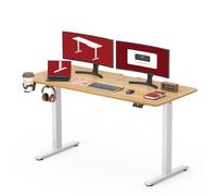 SANODESK QS1 Bureau Assis Debout Électrique 140x60 cm, Bureau Debout Réglable en Hauteur, Panneau Clavier Contrôle à Fonctions Mémoires, Fonction de Rappel de Sédentarité, Érable