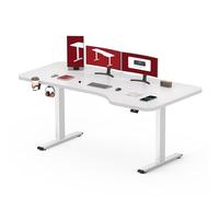 SANODESK QS1 Bureau Assis Debout Électrique 160x60 cm, Bureau Debout Réglable en Hauteur, Panneau Clavier Contrôle à Fonctions Mémoires avec Crochet, Fonction de Rappel de Sédentarité, Blanc