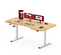 SANODESK QS1 Bureau Assis Debout Électrique 160x60 cm, Bureau Debout Réglable en Hauteur, Panneau Clavier Contrôle à Fonctions Mémoires avec Crochet, Fonction de Rappel de Sédentarité, Érable