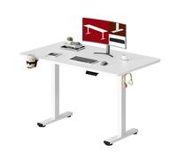 SANODESK Table réglable en hauteur, électrique, 4 mémoires, système anti-collision, 70 kg, crochet, passage de câbles, 110×60 cm, blanc