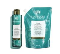 Sanoflore - Aqua Magnifica - Lotion Botanique Bio Purifiante - Peaux Mixtes à Grasses - Menthe Poivrée Bio - Lot de 2 : Flacon 200 ml + Éco-Recharge 400 ml - Format Économique