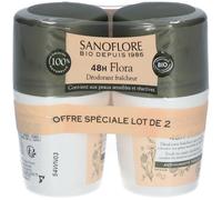 Sanoflore Flora Déodorant Efficacité 24h Toutes Peaux Roll-On 2x50ml