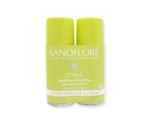 Sanoflore Lot de 2 Déodorants Citrus Roll-On 48h 2x50ml