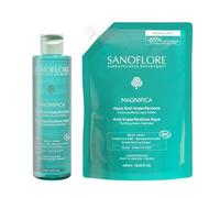 SANOFLORE MAGNIFICA, Duo Lotion + recharge Purifiante Bio Anti-imperfections, Format 200ml + Recharge 400ml, Pour Peau Mixte et Grasse, Avec Menthe Poivrée et Acide Salicylique