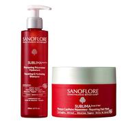 SANOFLORE SUBLIMA Duo Réparateur Bio, Shampooing Hydratant 200ml et Masque Capillaire avec Collagène 200ml, Rétinol, Kératine Vegans, Certifié Bio, pour Cheveux Abîmés