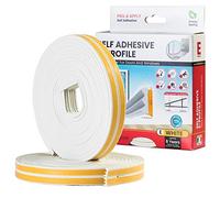 Sanojtape Bande de Joint E-Profil Blanc Auto-adhésive 16 Mètres d'étanchéité en EPDM Mousse Imperméable pour la Fenêtre de Porte