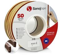 Sanojtape Bande de Joint E-Profil Marron Auto-adhésive 50 Mètres d'étanchéité en EPDM Mousse Imperméable pour la Fenêtre de Porte