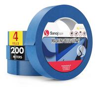 Sanojtape Ruban de Masquage de Peinture Multi-Surfaces Bleu 25mm x 50m (Lot de 4) Papier Masking Tape Résistant aux UV