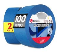 Sanojtape Ruban de Masquage de Peinture Multi-Surfaces Bleu 38mm x 50m (Lot de 2) Papier Masking Tape Résistant aux UV