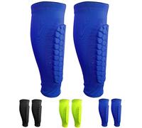 SANON 1 Paire de protège-Tibias de Football, Manchon de Protection des Mollets protège-Tibias Anti-Chocs Professionnels pour Hommes, Femmes et Jeunes (Blue)