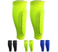 SANON 1 Paire de protège-Tibias de Football, Manchon de Protection des Mollets protège-Tibias Anti-Chocs Professionnels pour Hommes, Femmes et Jeunes (Vert Fluorescent)